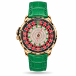 Jacob & Co — Stone-Style Roulette Face, Gold-Tone Case & Green Strap