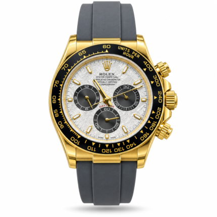 Rolex — White Subdial Face, Gold-Tone Case & Grey Rubber Strap