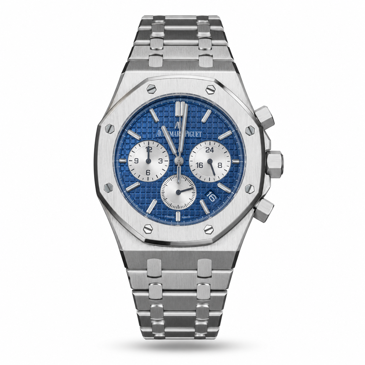 TPN12215-hero-v1 Audemars Piguet — Blue Textured Dial, White Subdials & Silver-Tone Bracelet - Image 1