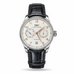 IWC — White Dual-Subdial Face, Gold-Tone Markers & Black Strap