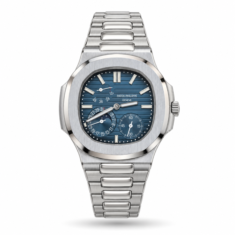 Patek Philippe — Blue Subdial Face & Silver-Tone Integrated Bracelet