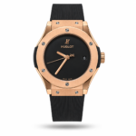 Hublot — Black Dial, Rose-Gold-Tone Case & Black Rubber Strap