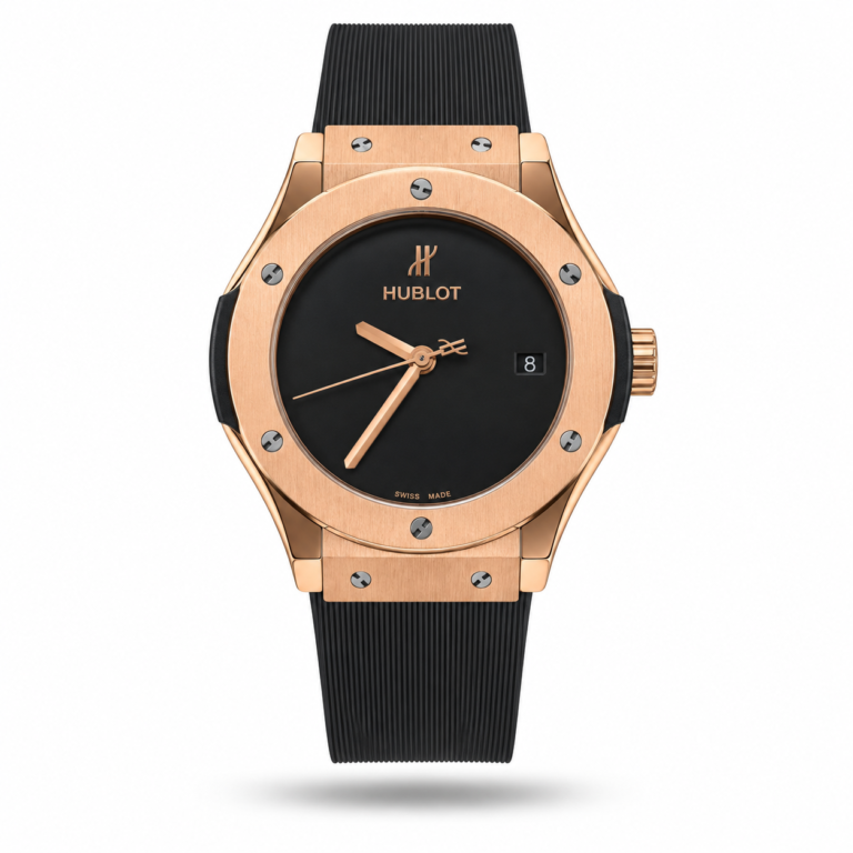 Hublot — Black Dial, Rose-Gold-Tone Case & Black Rubber Strap