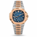 Patek Philippe — Blue Subdial Face & Rose-Gold/Silver-Tone Bracelet