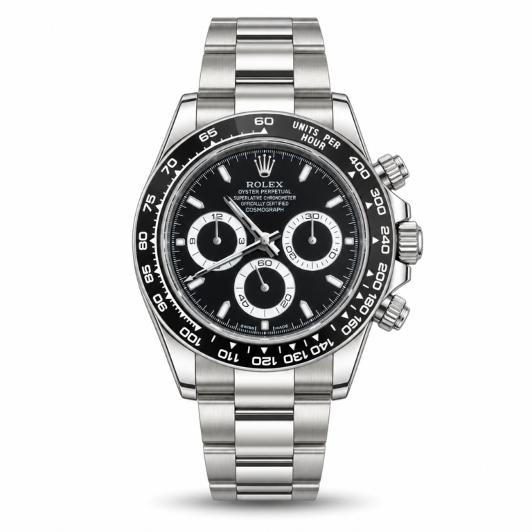 Rolex — Black Dial, White-Ring Subdials & Silver-Tone Bracelet ( EURO )