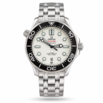 Omega — White Dial, Dark Bezel & Silver-Tone Bracelet