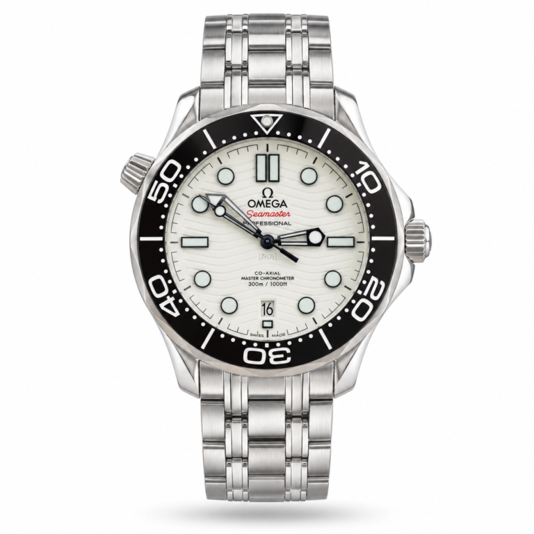 Omega — White Dial, Dark Bezel & Silver-Tone Bracelet