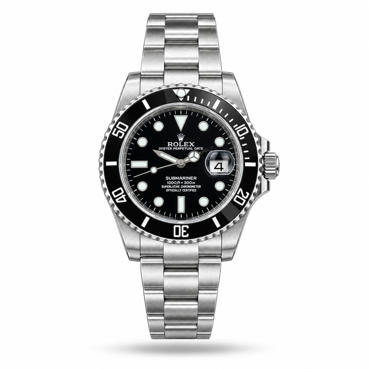 TPN7772-hero-v1 Rolex — Black Dial, Black Dive Bezel & Silver-Tone Oyster-Style Bracelet (AAA) - Image 1