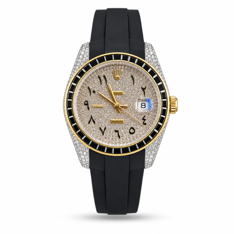 Rolex — Stone-Style Dial, Black Bezel & Black Rubber Strap