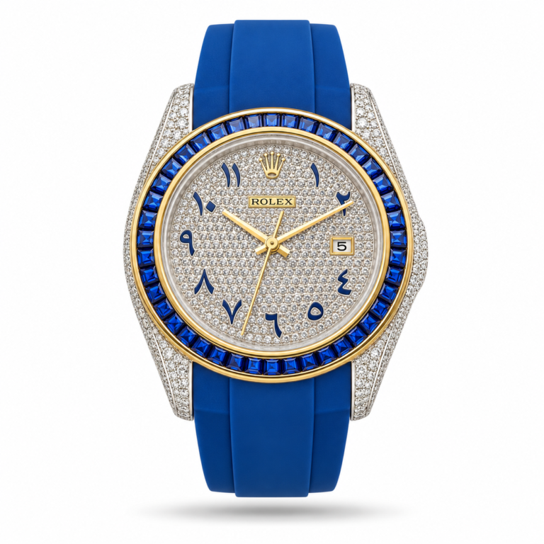 Rolex — Stone-Style Dial, Blue Bezel & Blue Rubber Strap