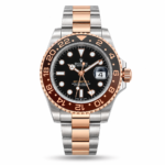 Rolex — Black Dial, Brown-Black Bezel & Rose-Gold/Silver-Tone Bracelet (AAA)
