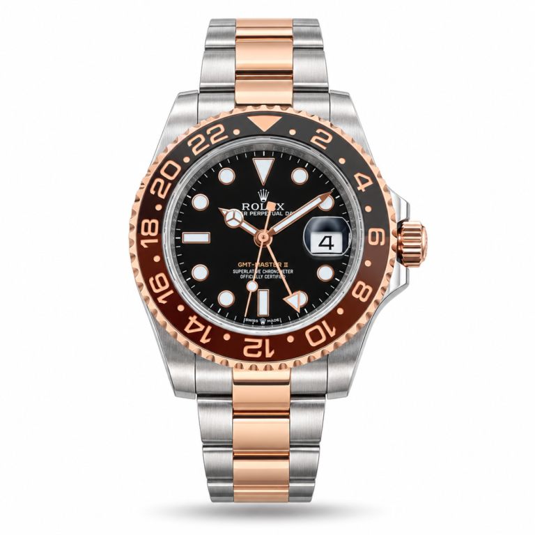 Rolex — Black Dial, Brown-Black Bezel & Rose-Gold/Silver-Tone Bracelet (AAA)