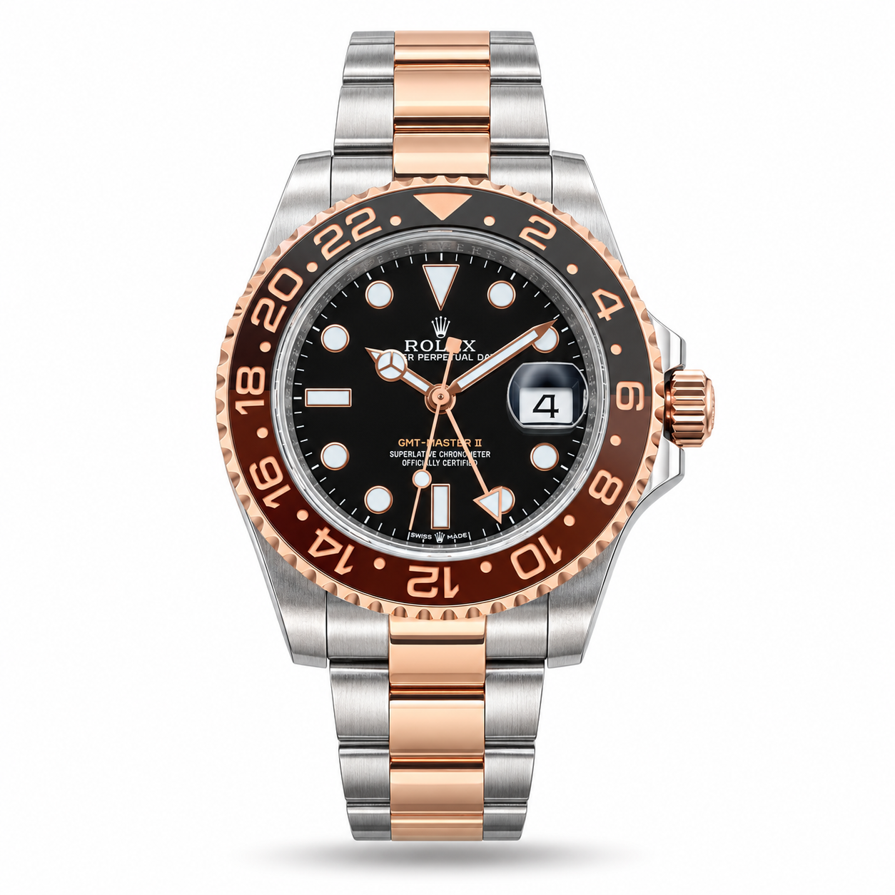 TPN8270-hero-v1 Rolex — Black Dial, Brown-Black Bezel & Rose-Gold/Silver-Tone Bracelet (AAA) - Image 1