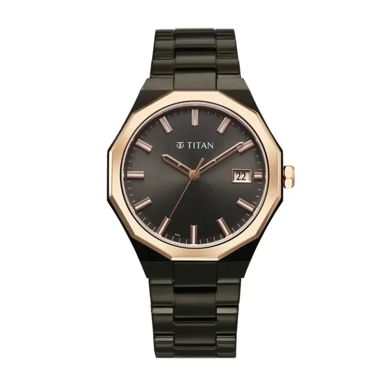 Titan 90212KM02 – Regalia Dodecagon Black Dial Men's Watch