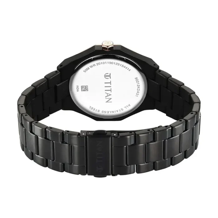 Titan 90212KM02 – Regalia Dodecagon Black Dial Men's Watch