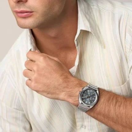 Fossil Everett Chronograph FS6154 – Slate Blue Grid Textured Dial Quartz Men's Watch