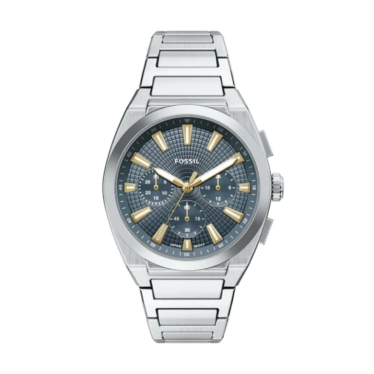 Fossil Everett Chronograph FS6154 – Slate Blue Grid Textured Dial Quartz Men's Watch