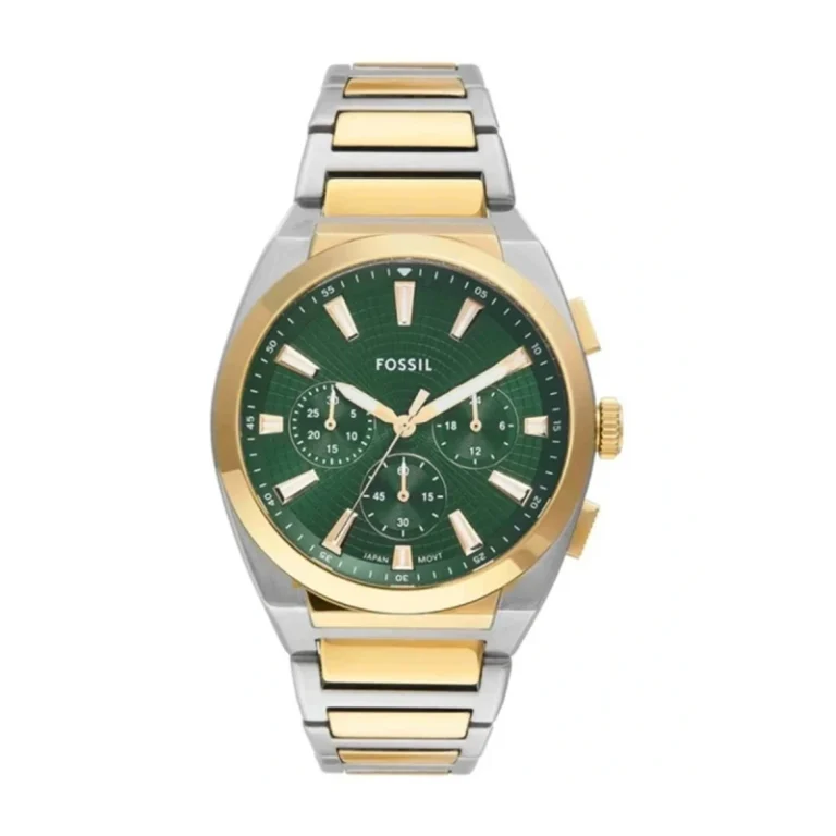 Fossil Everett Chronograph FS6106 – Forest Green Grid Textured Dial Quartz Men's Watch