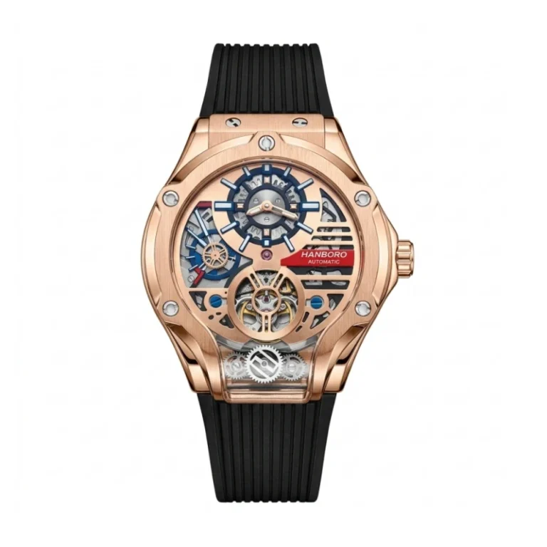 HANBORO REV-X Grand Prix Motorsport Series HAO-995-1 – Skeleton Rose Gold & Red Accent Dial Automatic Men's Watch