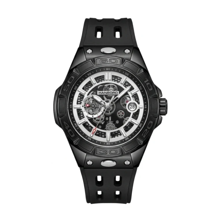 HANBORO Grand Diver Skeleton Collection HBR-847 – Black & Silver Industrial Skeleton Dial Automatic Men's Watch
