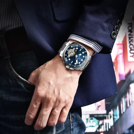 Pagani Design Open Heart Mechanical PD-1833 – Sunburst Blue with Open Heart Dial Automatic Men's Watch - Image 2