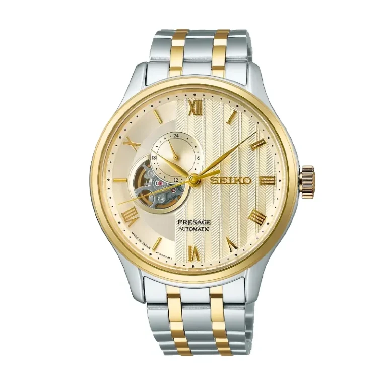 Seiko Presage Japanese Two-Tone Garden Open Heart Men's Watch – SSA464