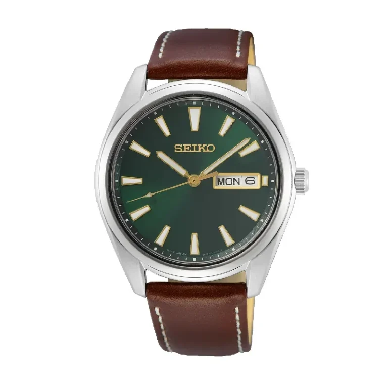 Seiko Essentials Green Dial Leather Men's Watch – SUR449P1