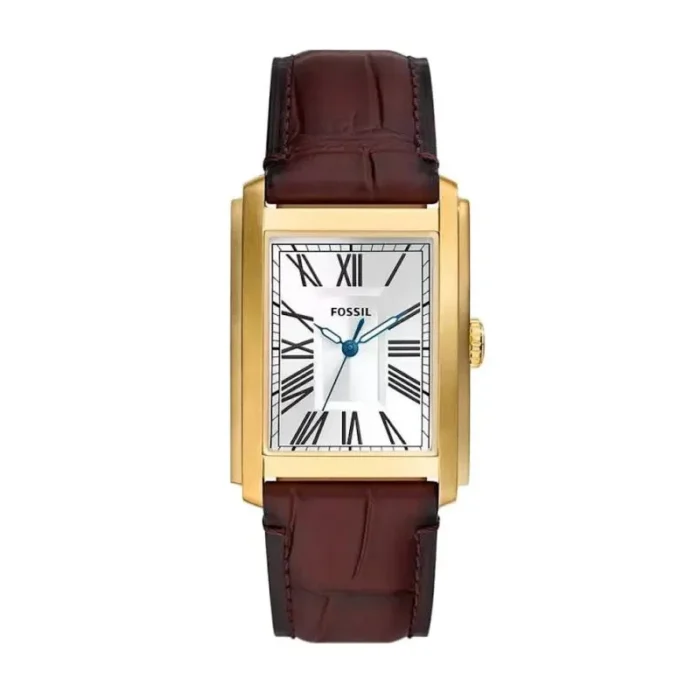 Fossil Carraway Silver Dial Leather Men's Watch – FS6011