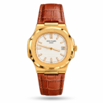 Patek Philippe — White Dial, Gold-Tone Case & Brown Strap