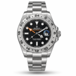 Rolex — Black Dial, Silver-Tone 24-Hour Bezel & Bracelet