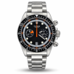 Tudor — Black Dial, Orange Accents & Silver-Tone Bracelet