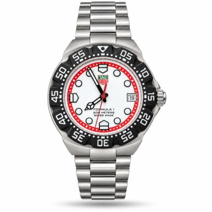 TAG Heuer — White Dial, Red Accents & Silver-Tone Bracelet