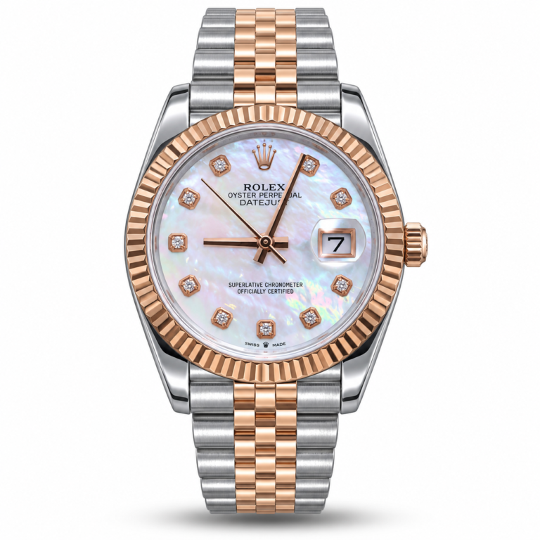 Rolex — Pale Dial, Stone-Style Markers & Rose-Gold/Silver-Tone Bracelet