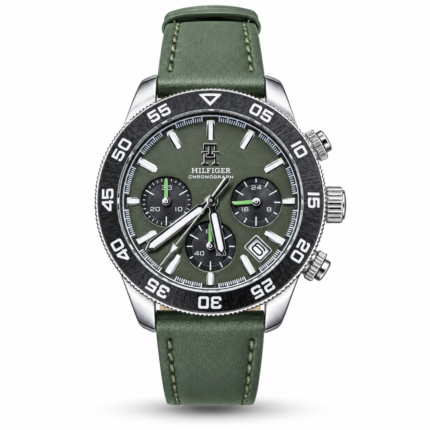 Tommy Hilfiger TH85 1792188 Chronograph Watch – Green Dial & Leather Strap