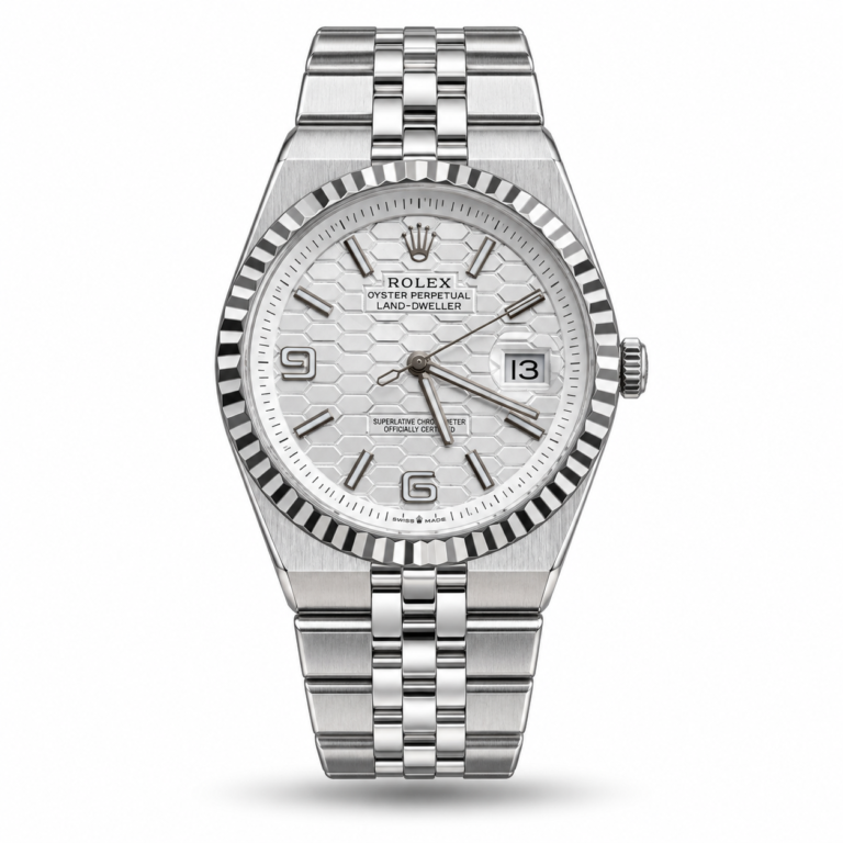 White Honeycomb Dial, Fluted Bezel & Silver-Tone Bracelet watch, front view
