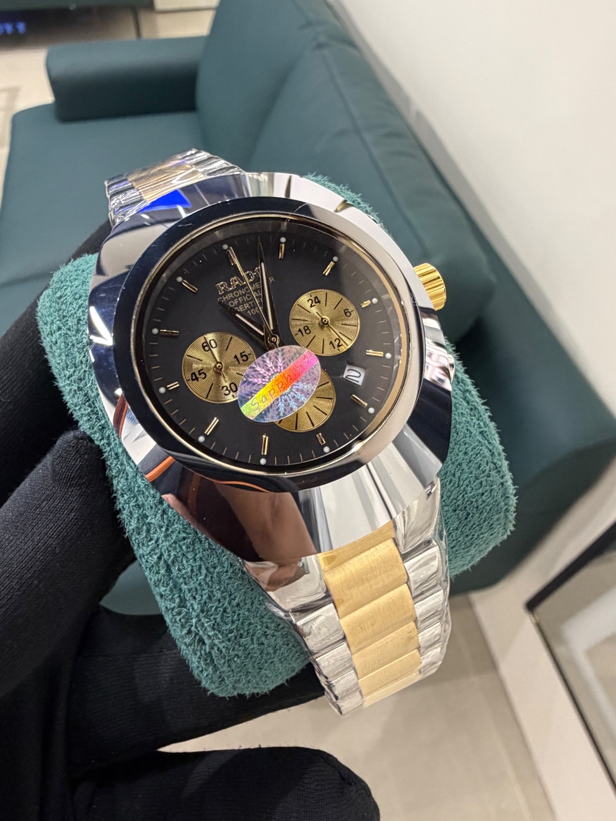 tp-b2-ref-20261022-09-rado-black-dial-gold-subdials-two-tone Rado — Black Dial, Gold-Tone Subdials & Two-Tone Bracelet - Image 2
