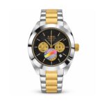 Rado — Black Dial, Gold-Tone Subdials & Two-Tone Bracelet — front view on white background