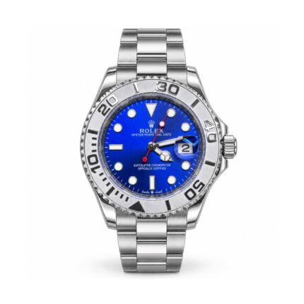 Rolex — Blue Dial, Silver-Tone Diver-Style Bezel & Oyster-Style Bracelet — front view on white background